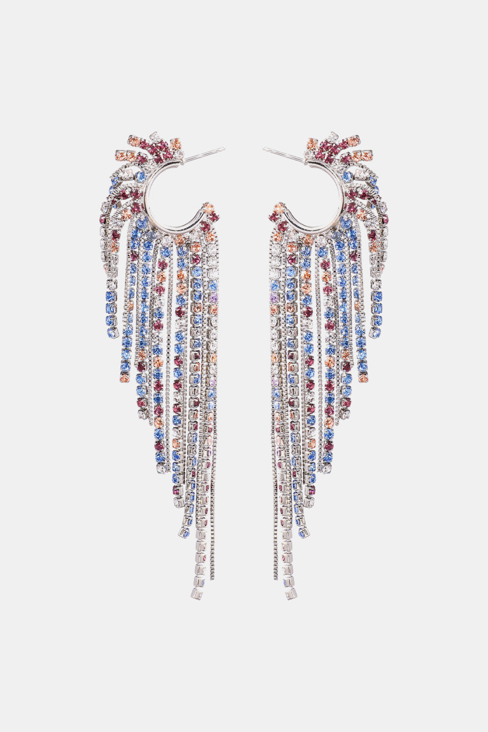 Fringed Rhinestone Zinc Alloy Dangle Earrings