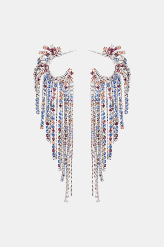 Fringed Rhinestone Zinc Alloy Dangle Earrings