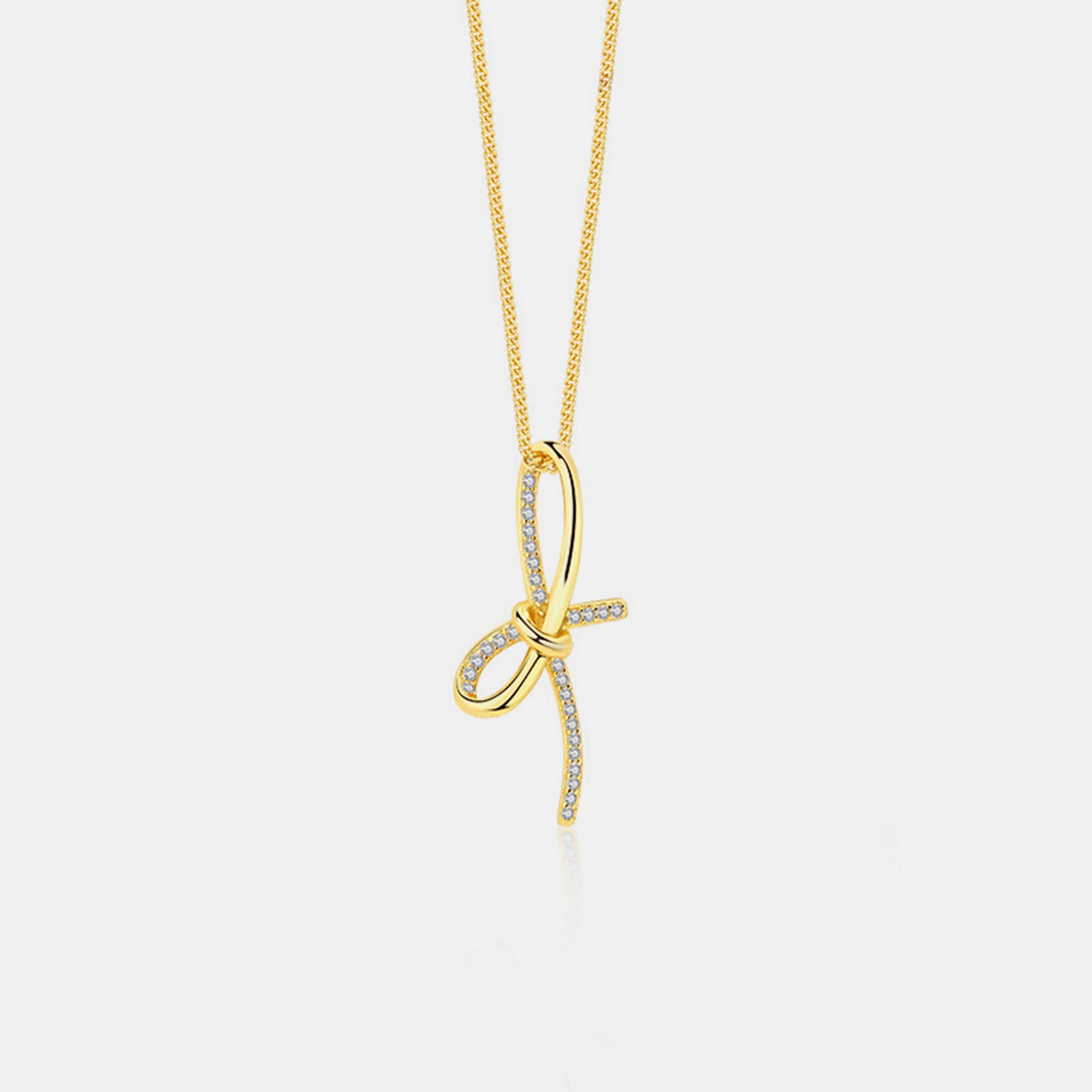 Zircon Bow Pendant Necklace