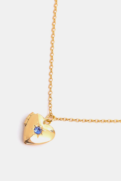 Zircon Heart Shape 14K Gold-Plated Pendant Necklace