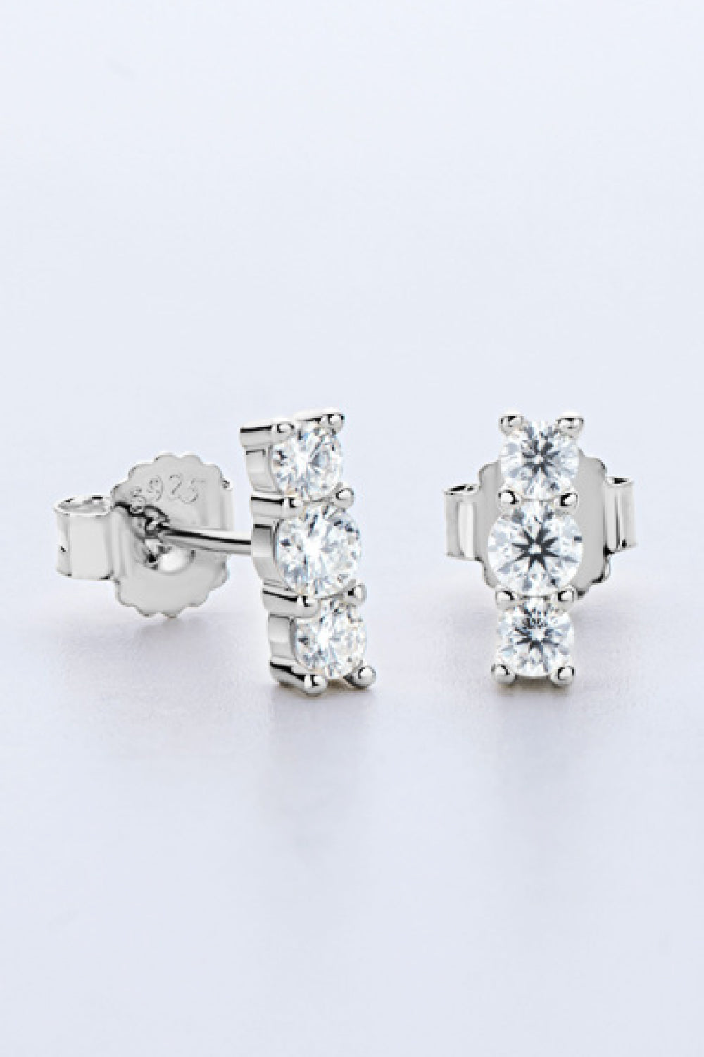 Heartbeat Rhythm 925 Sterling Silver Moissanite Stud Earrings