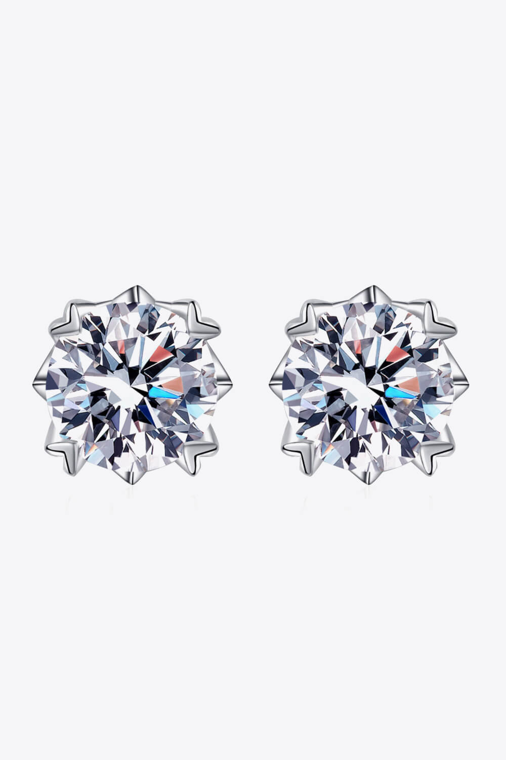 925 Sterling Silver 4 Carat Moissanite Stud Earrings