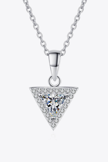 925 Sterling Silver Triangle Moissanite Pendant Necklace