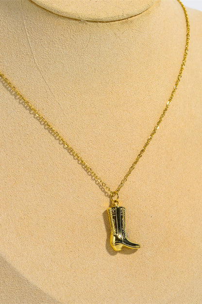 Cowboy Boot Pendant Stainless Steel Necklace