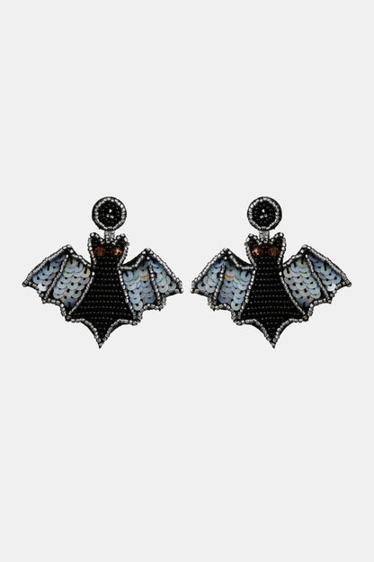 Bat Shape Beaded Dangle Earrings