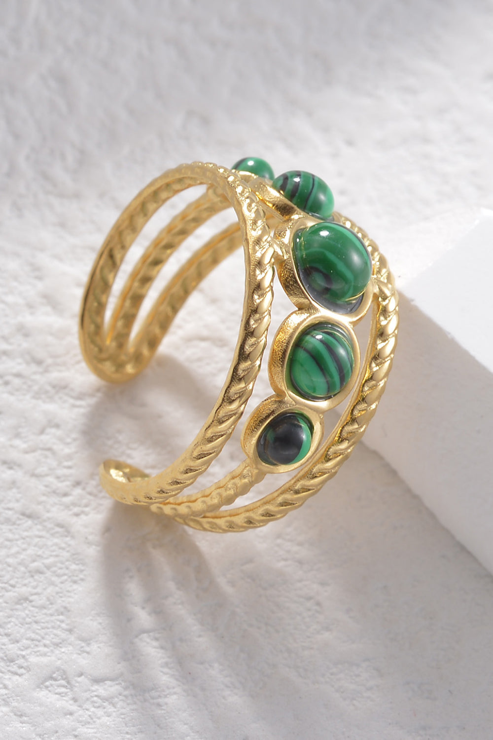 18K Gold Plated Nature Stone Open Ring