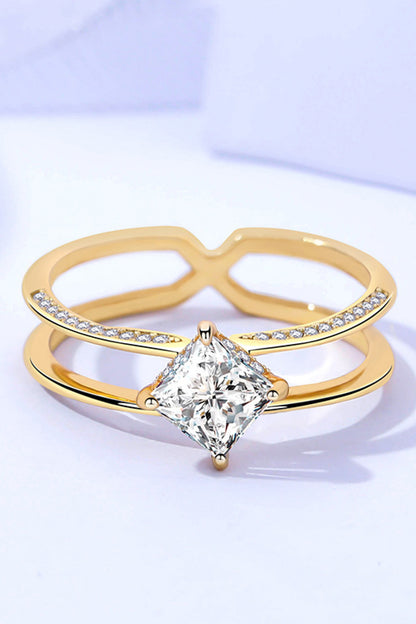 Moissanite 18K Gold-Plated Double-Layered Ring