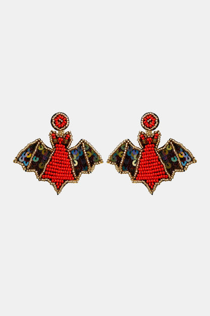 Bat Shape Beaded Dangle Earrings