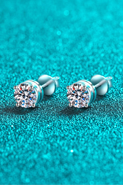 2 Carat Moissanite Rhodium-Plated Stud Earrings