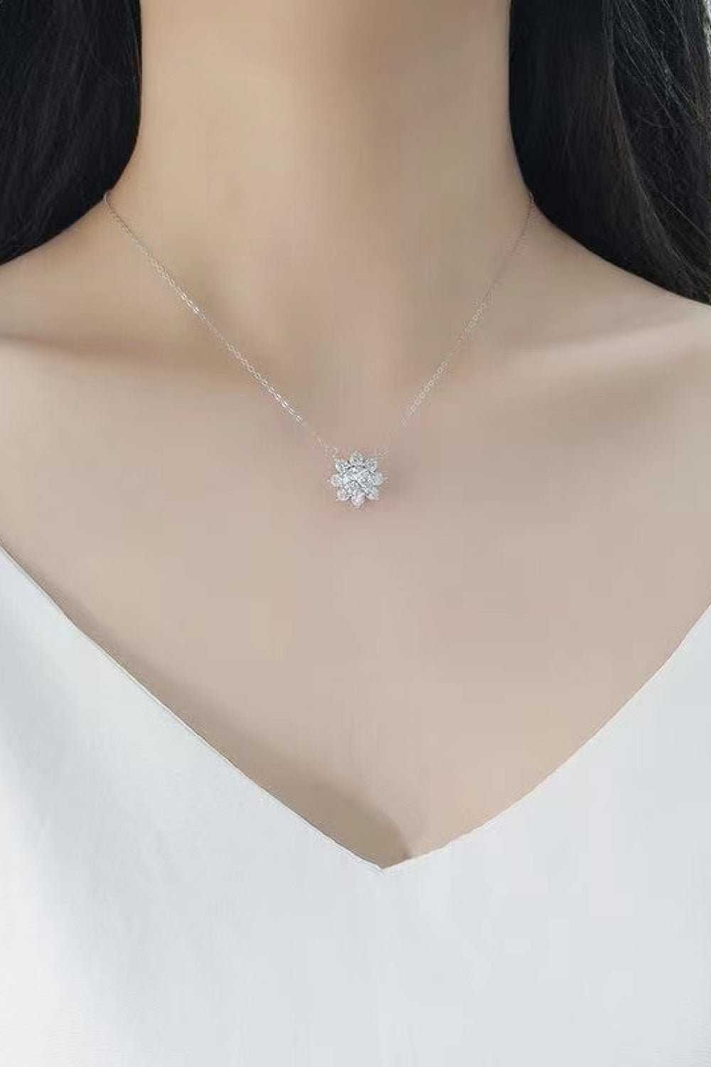 1 Carat Moissanite Floral Pendant Necklace