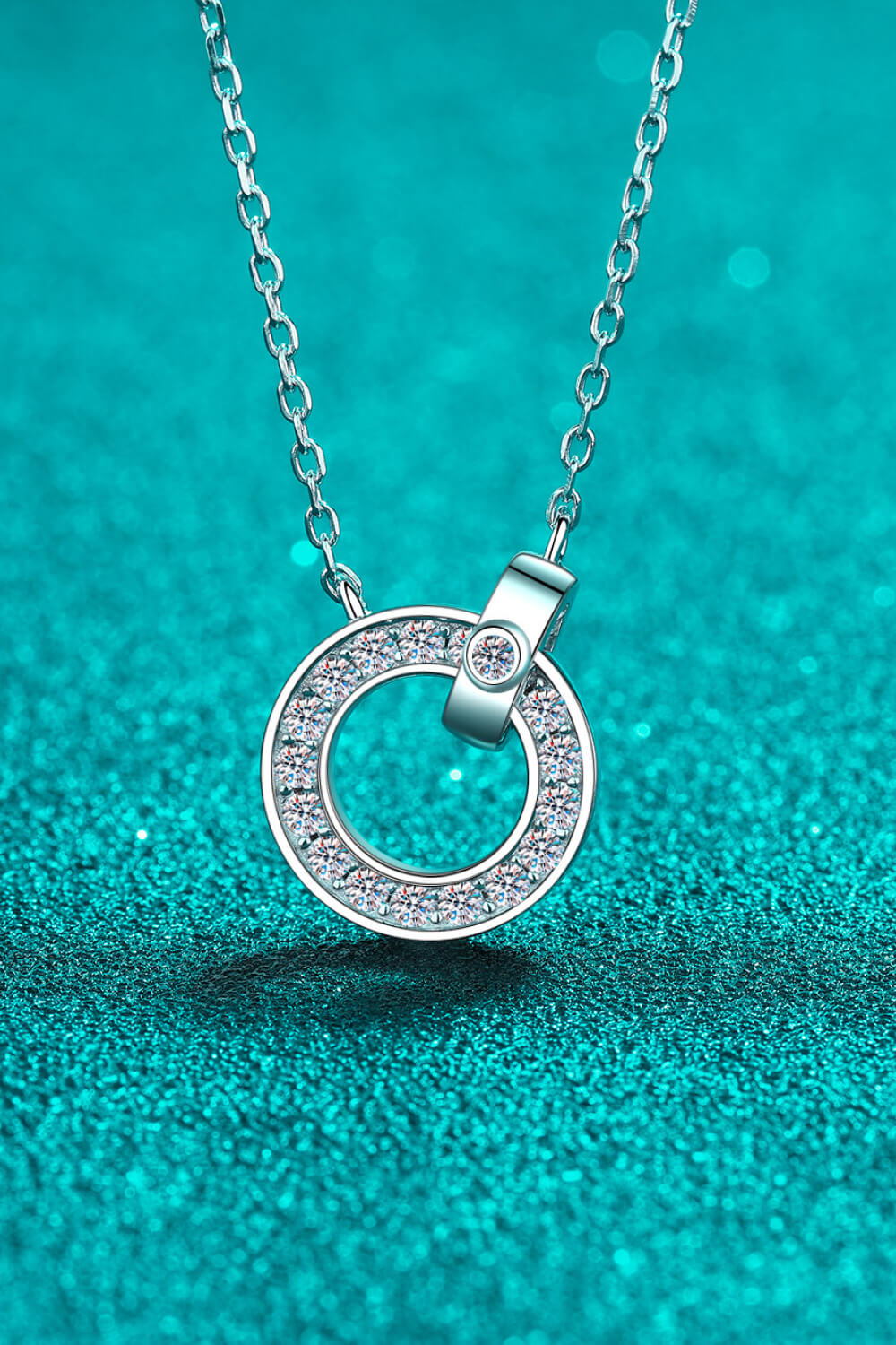 Moissanite Pendant Rhodium-Plated Necklace