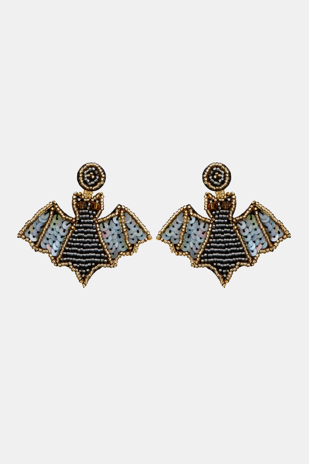 Bat Shape Beaded Dangle Earrings