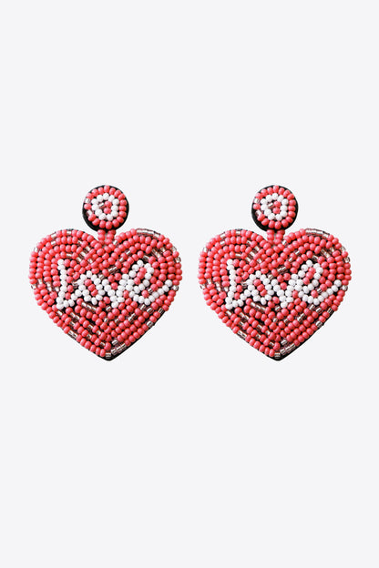 LOVE Beaded Heart Earrings