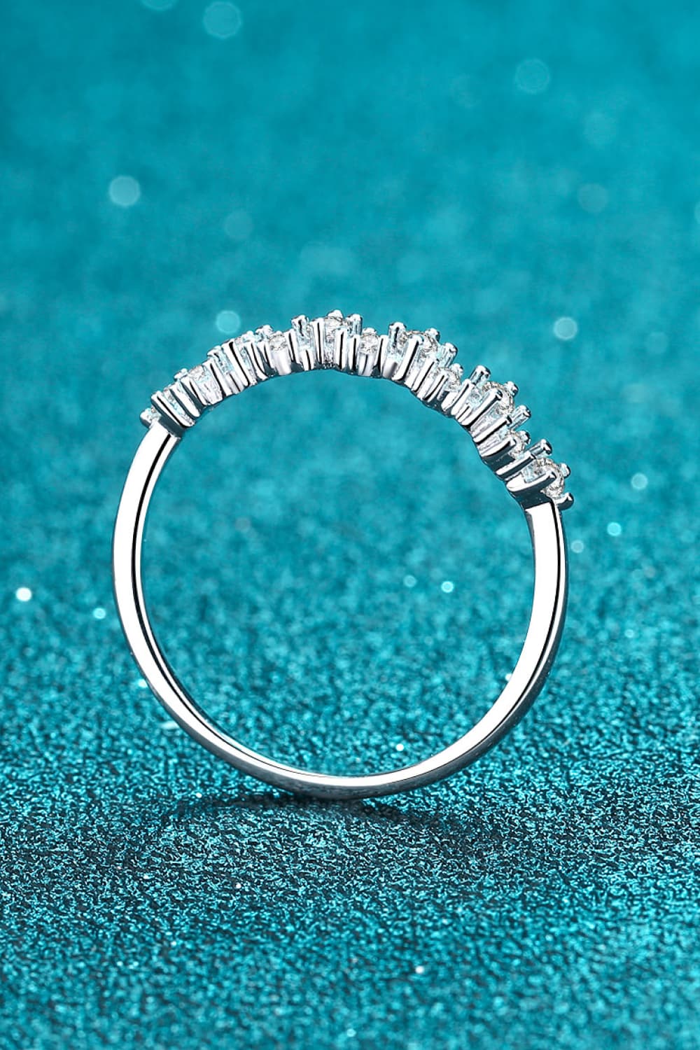 Moissanite Rhodium-Plated Half-Eternity Ring