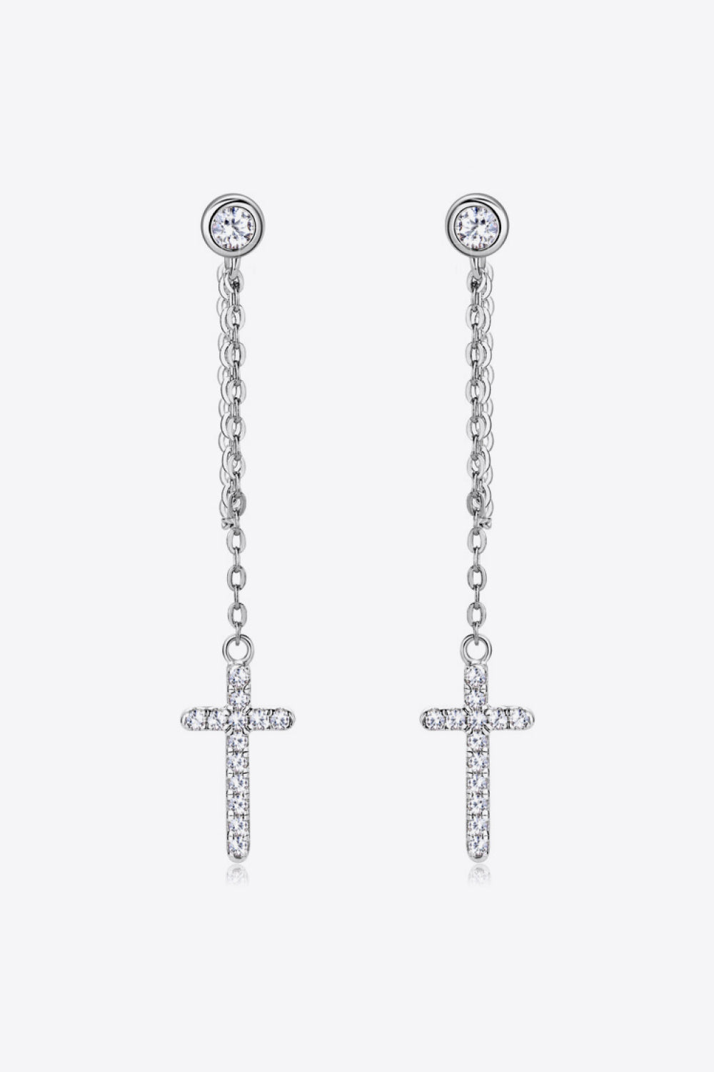 Moissanite 925 Sterling Silver Cross Earrings