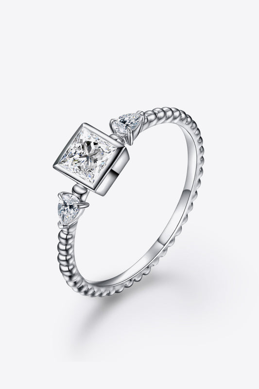 Moissanite Square Shape 925 Sterling Silver Ring